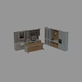 Modern Kitchen Interior Featuring Gray And Wooden Cabinets With Countertop And Sink