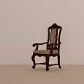 Traditional Wooden Dining Chair With Carved Armrests Upholstered Seat And Classic Design