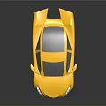 Yellow Sports Car With Sleek Design Black Windows And Rims Parked On Reflective Black Surface