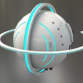 Futuristic Spherical Robot With Blue Glowing Ring White Body And Circular Rings