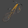 Orange Mountain Bike With Sturdy Frame Muddy Tires And Front Suspension