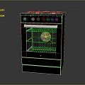 Modern Black Freestanding Oven With Multiple Burners Control Knobs And Glass Door 3d model