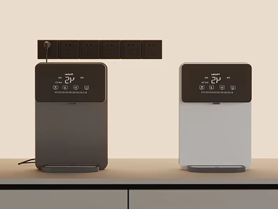 Smart Home Humidity Temperature Monitors With Digital Display In Dark Gray And White 3d model