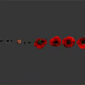 Red Poppies With Green Stems And Leaves On Gray Background With Reflections