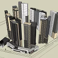 Modern Commercial Complex With High Rise Towers Retail Spaces And Modern Glass Facades