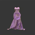 Elegant Purple Formal Dress With Large Flower Decoration And Flowy Skirt