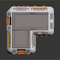 Cartoon Style Futuristic Modular Building With Solar Panels White Body And Orange Accents