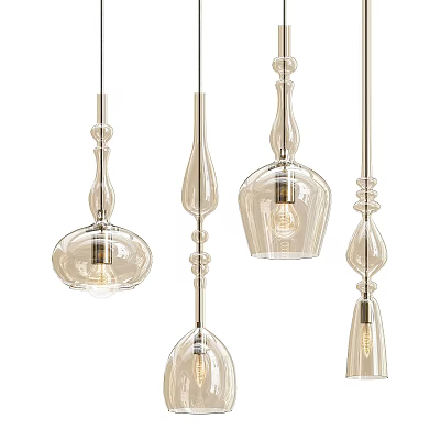 Contemporary Glass Pendant Lights Featuring Transparent Various Shapes For Home Interior 3d model