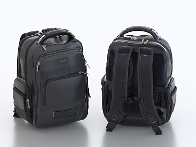 Black Backpacks Front and Back Views With Durable Material And Functional Design 3d model