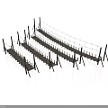Wooden Frame Rope Bridge Scene Components With Crossed Ropes And Support Poles