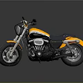 Yellow and Black Classic Motorcycle with Black Seat and Shiny Chrome Details