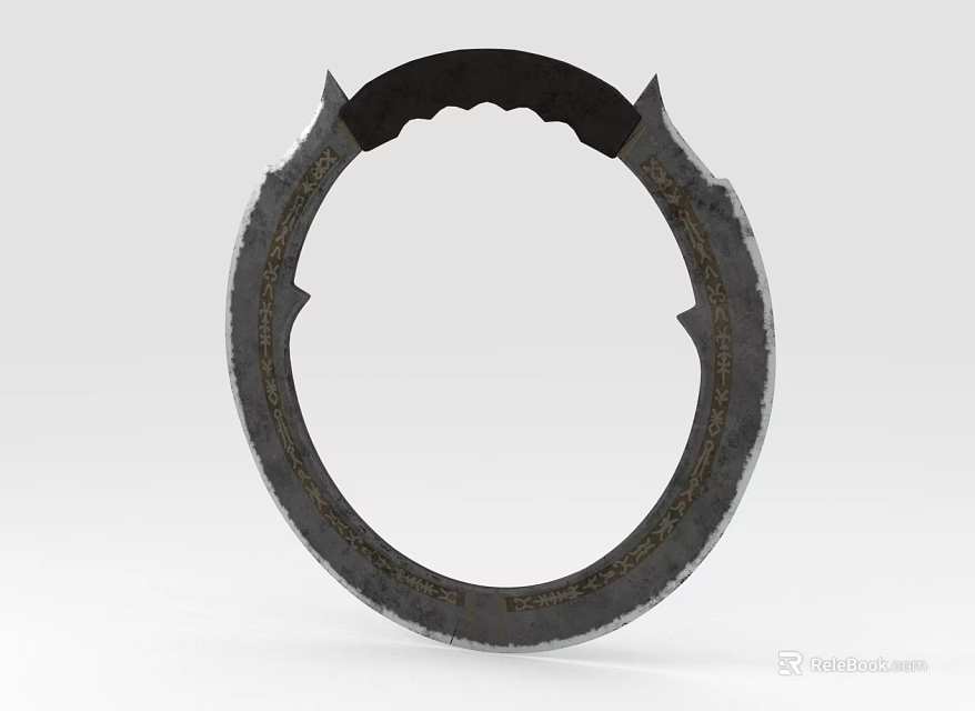 Ancient Circular Weapon with Spiked Edges and Intricate Decorative Patterns in Metallic Finish 3d model 