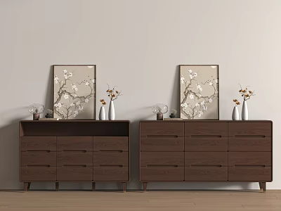 New Chinese Style Silent Bucket Cabinet New Chinese Style Solid Wood Silent Wind Solid Wood 3d model
