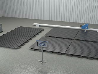 Modern steel component laser cutting machine laser cutting steel plate blanking area distribution box steel component processing factory worker factory 3d model