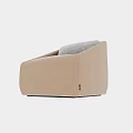 Modern Single Sofa With Beige Leather Frame And Gray Cushioned Seat