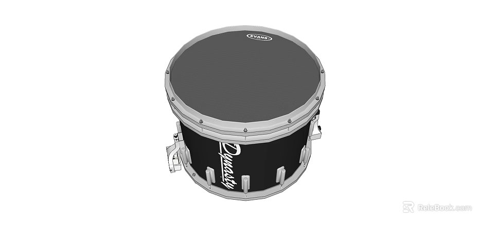 Dynasty Professional Musical Percussion Instrument Black Drumhead Silver Metal Frame Stand 3d model 