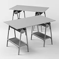 Modern Desk Interior With Glass And Black Tops Wooden Legs Woven Design