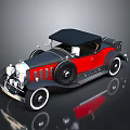 Vintage Convertible Car With Red And Black Exterior Classic Design Details
