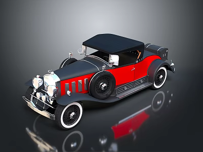 Vintage Convertible Car With Red And Black Exterior Classic Design Details 3d model