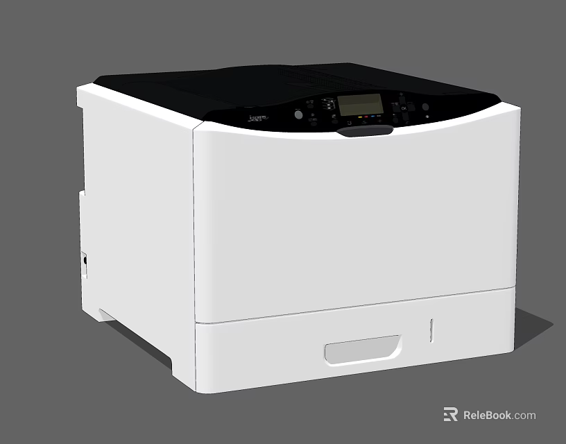 White Office Printer With Black Top And Control Panel As Office Appliance 3d model