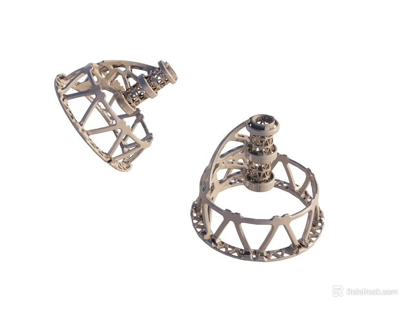 Two Metal Mechanical Frame Components With Intricate Hollow Structure Design 3d model 