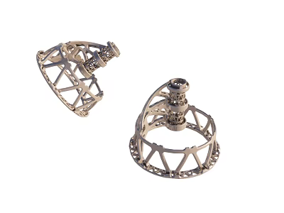Two Metal Mechanical Frame Components With Intricate Hollow Structure Design 3d model