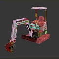 White Compact Tracked Excavator Featuring Cab Canopy And Black Tracks For Construction 3d model