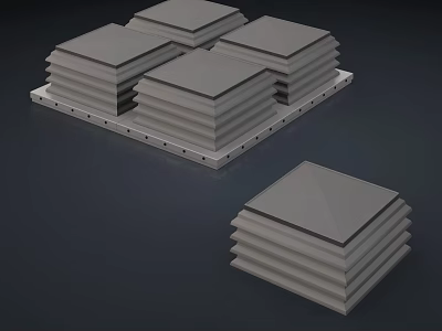 Modular Stacked Building Components With Square Layers And Base Plate 3d model