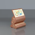 Modern Public Information Kiosk With Wooden Carved Frame And Interactive Map Screen 3d model