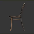 Classic Wooden Chair With Wicker Seat Curved Backrest And Armrests