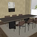 Modern Dining Table Combination Rectangular Six People 3d model