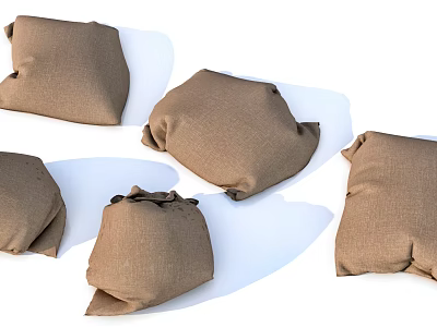 Brown Burlap Storage Bags Set of Five for Household Daily Use Items 3d model Brown Burlap Storage Bags Set of Five for Household Daily Use Items 3d model