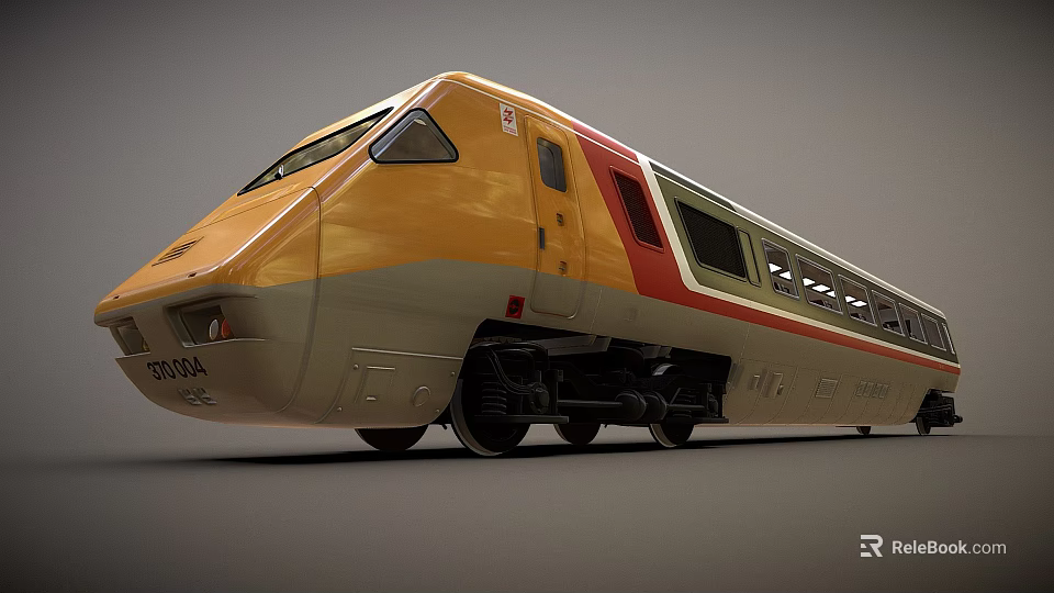 Modern High Speed Train With Yellow Red Exterior And Model 3304 3d model 