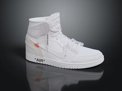 Modern White High Top Sneakers With AIR Logo Stylish Design And Detailed Laces 3d model