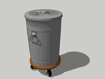 Public Trash Can With Wheels And Secure Lid For Urban Public Areas 3d model