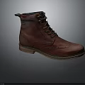 Red Leather Brogue Boots With Lace Up Design Perforated Toe And Leather Sole