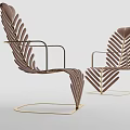 Leaf Shaped Leisure Chair With Gold Metal Frame and Matching Ottoman Design