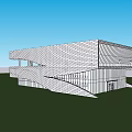 Modern Sales Office Building Featuring Geometric Glass Facade And Landscaped Water Gardens