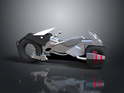 Futuristic Motorcycle With Streamlined Design Metallic Silver Body And Red Accents 3d model