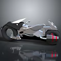 Futuristic Motorcycle With Streamlined Design Metallic Silver Body And Red Accents