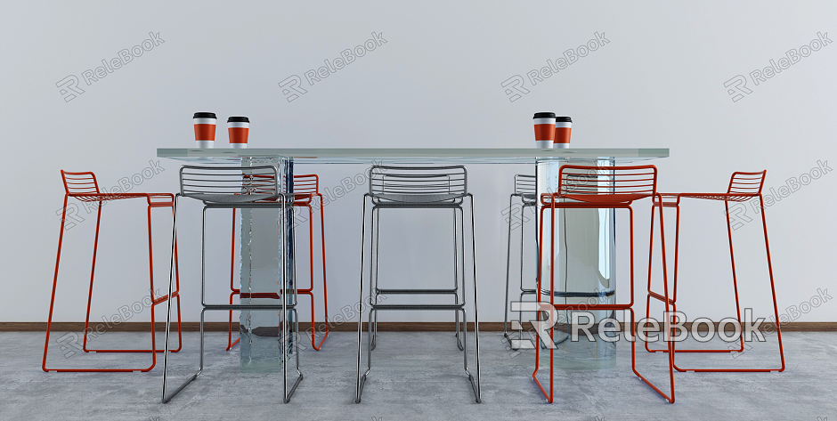 Modern Bar Chair Combination Milk Tea Shop Dining Table and Chair model