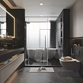 Modern Luxury Bathroom Interior Design With Backlit Mirror Freestanding Tub And Glass Shower