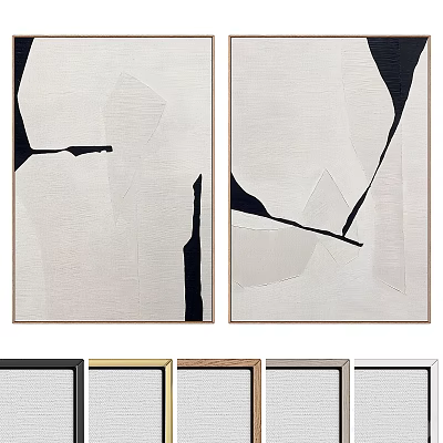 Modern Abstract Paintings With Geometric Shapes In Black White Gray And Various Frame Colors 3d model