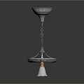 Stylish Gold and Blue Pendant Lighting Combination with Circular Base Chain Small White Lamps