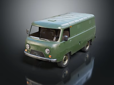 Green Vintage Delivery Van With Classic Design And Smooth Exterior 3d model