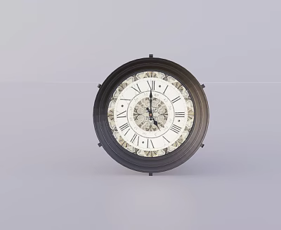 Vintage Round Wall Clock With White Dial Roman Numerals And Mechanical Gears 3d model