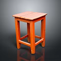 Orange Wooden Stool With Simple Design And Square Seat For Home Decor