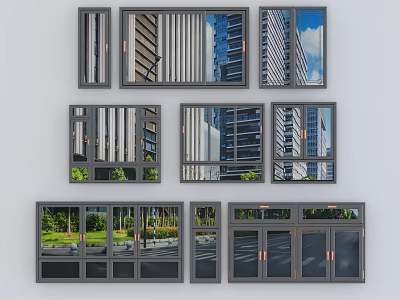 Modern Casement Windows With Aluminum Frame And Double Glazed Glass Panels For Buildings 3d model
