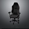 Ergonomic Gray Gaming Chair With Batman Logo Like Padded Armrests And Stable Wheeled Base
