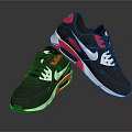Black Red White Sporty Sneakers With Air Cushion And Modern Design Details